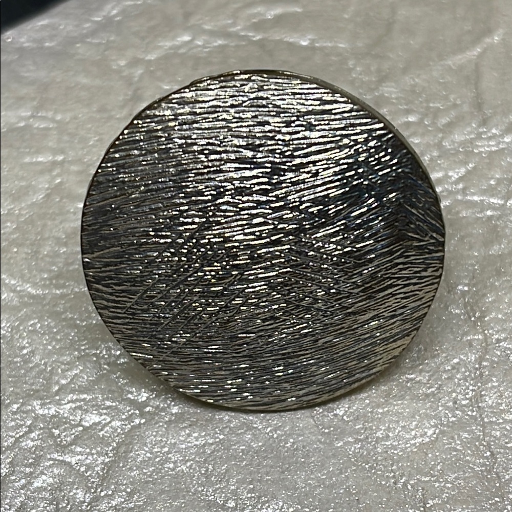 Huge Textured Silver-Tone hammered Round ring